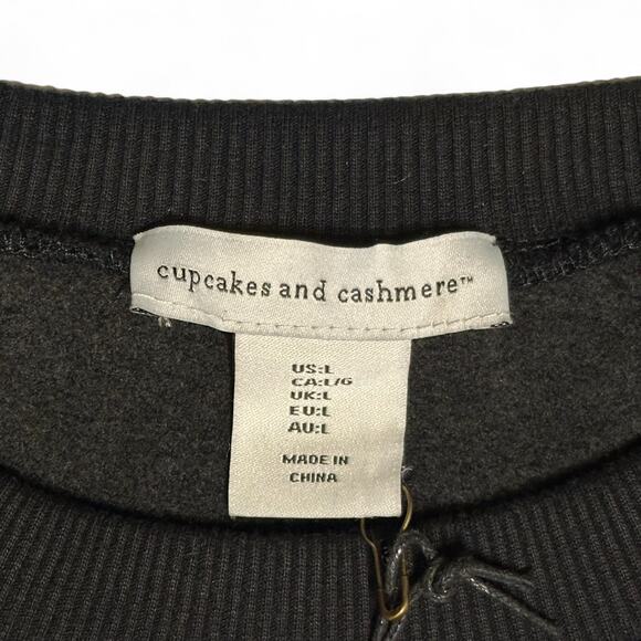 Cupcakes And Cashmere Black Rhinestone Sweatshirt Size L Embellished Sparkle NWT - Picture 5 of 7